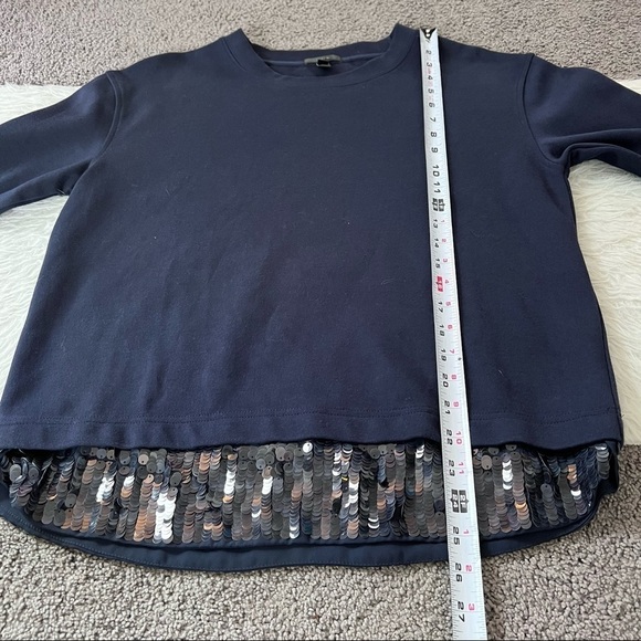 J Crew sequined hem navy blue long sleeve top Medium - Picture 7 of 7